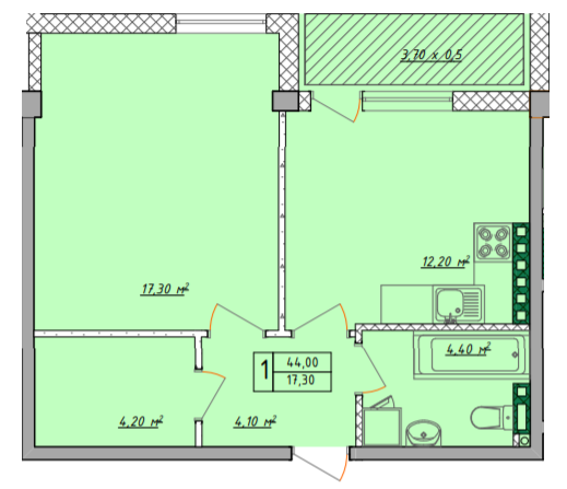 1-комнатная 44 м² в ЖК Рождественский от 33 750 грн/м², Одесса