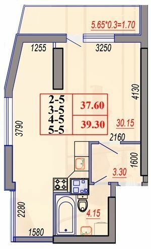 1-кімнатна 39.3 м² в ЖК Segment від 28 900 грн/м², Одеса