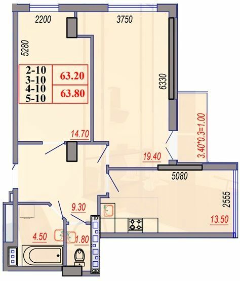 2-кімнатна 63.8 м² в ЖК Segment від 28 550 грн/м², Одеса
