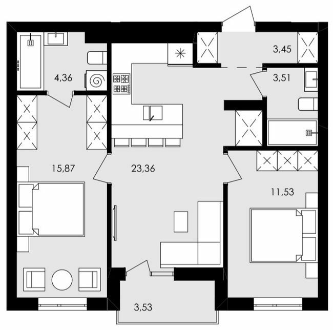 2-кімнатна 65.61 м² в ЖК Avalon Holiday від забудовника, с. Сокільники