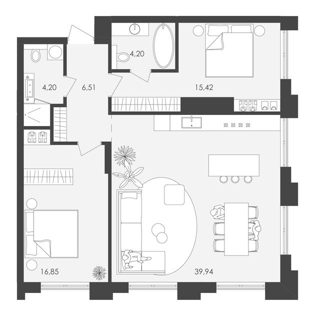 2-комнатная 87.12 м² в ЖК Avalon 37 от 75 450 грн/м², Львов