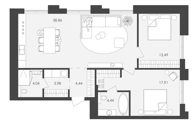 2-кімнатна 87.16 м² в ЖК Avalon 37 від 58 000 грн/м², Львів