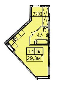 1-кімнатна 29.3 м² в ЖК Скориковський від забудовника, Дніпро