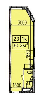 1-комнатная 30.2 м² в ЖК Скориковский от застройщика, Днепр