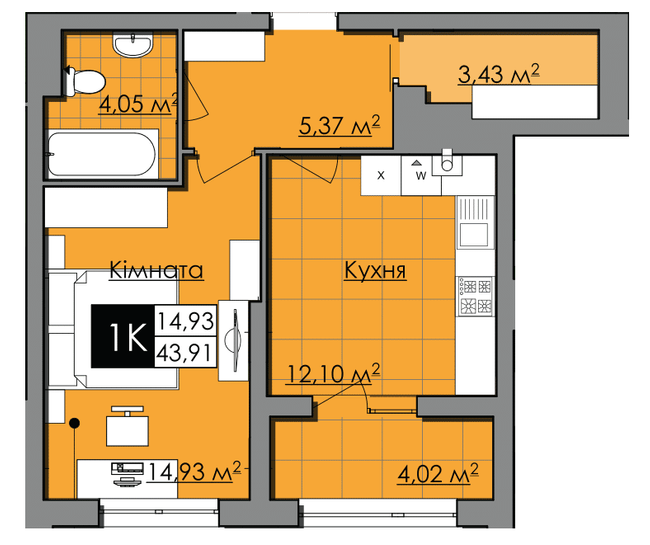 1-комнатная 43.9 м² в ЖК Нове Життя от 18 000 грн/м², Львов