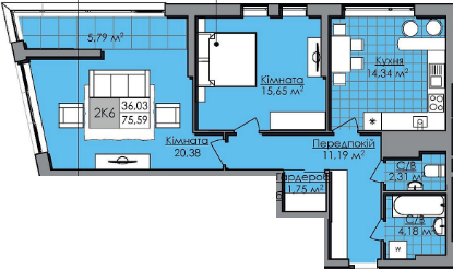 2-кімнатна 75.59 м² в ЖК Нове Життя від 17 000 грн/м², Львів