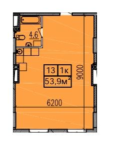 1-комнатная 53.9 м² в ЖК Скориковский от застройщика, Днепр