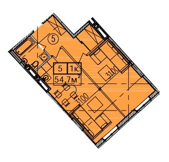 1-комнатная 54.7 м² в ЖК Скориковский от застройщика, Днепр