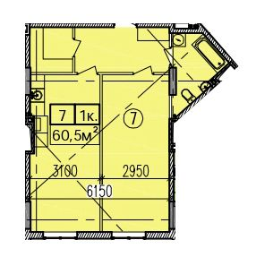 1-комнатная 60.5 м² в ЖК Скориковский от застройщика, Днепр