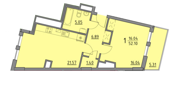 1-комнатная 52.1 м² в ЖК Praud Premium от 37 700 грн/м², Львов