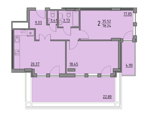 2-кімнатна 78.24 м² в ЖК Praud Premium від 34 750 грн/м², Львів