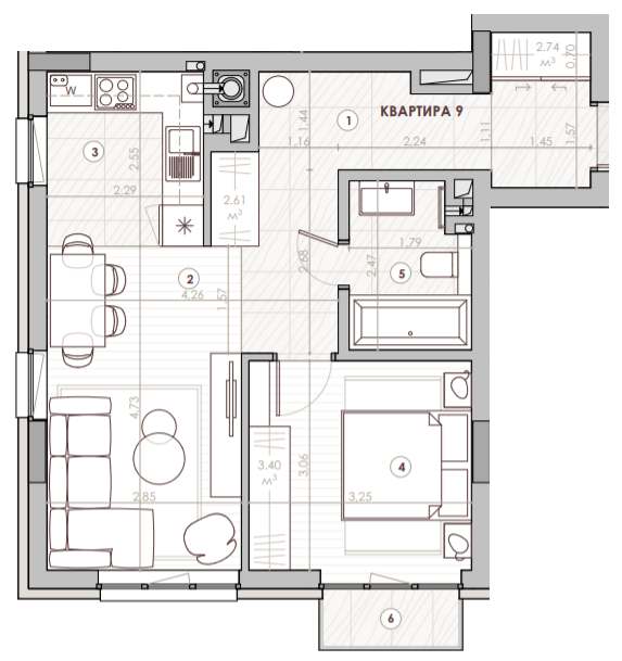 1-комнатная 46.59 м² в ЖК Hygge от 24 900 грн/м², Львов