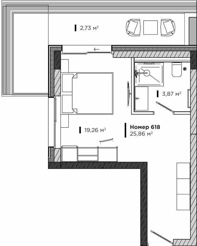 1-кімнатна 25.86 м² в Апарт-комплекс LEV CITY від 81 100 грн/м², Львів