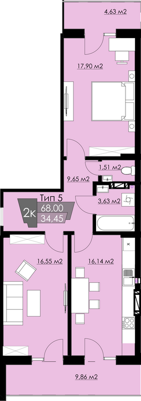 2-комнатная 68 м² в ЖК Resident Hall от 14 950 грн/м², Львов