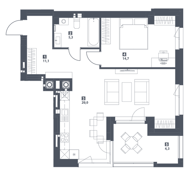 2-комнатная 64.4 м² в ЖК S78 от 46 450 грн/м², Львов