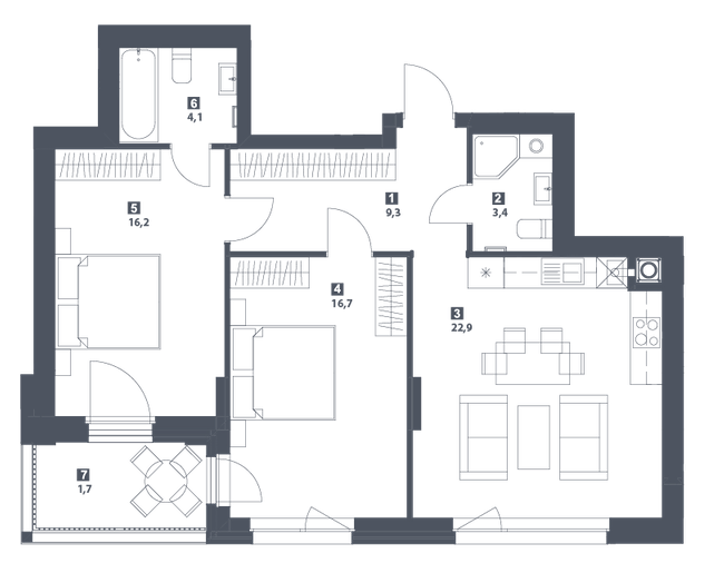 2-комнатная 74.3 м² в ЖК S78 от 46 450 грн/м², Львов