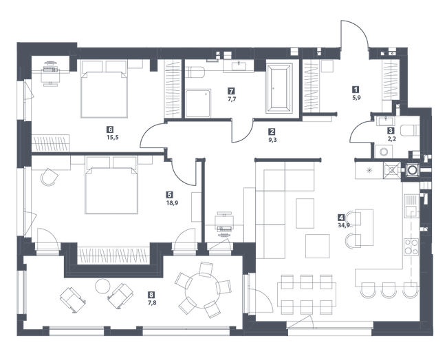 3-кімнатна 102.2 м² в ЖК S78 від 53 450 грн/м², Львів