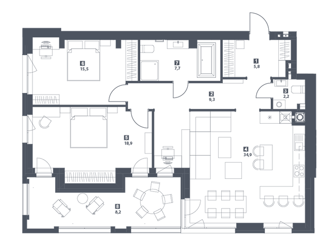 3-комнатная 102.5 м² в ЖК S78 от 53 450 грн/м², Львов