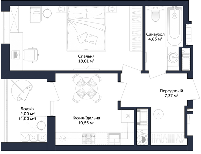 1-комнатная 42.76 м² в ЖК Viking Park от 29 900 грн/м², Львов