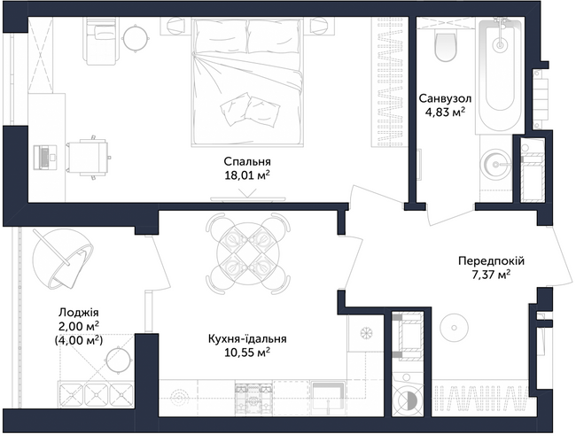 1-кімнатна 42.76 м² в ЖК Viking Park від 29 900 грн/м², Львів