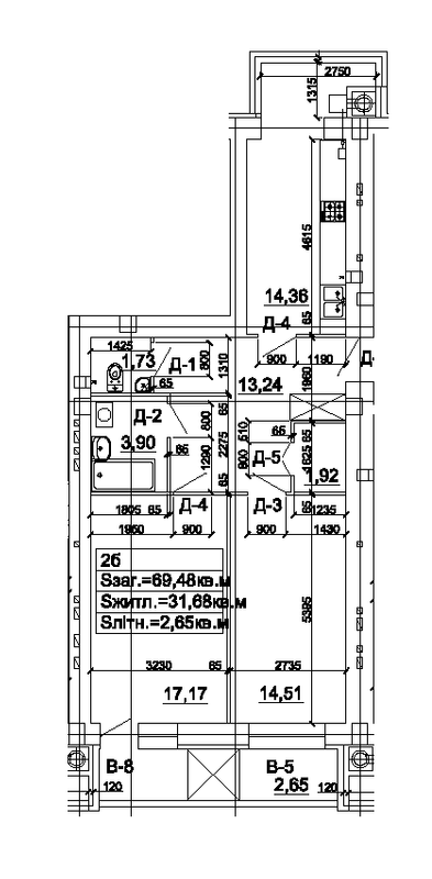 2-комнатная 69.48 м² в ЖК Західна вежа от 15 000 грн/м², Львов