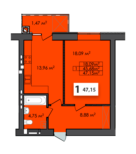 1-комнатная 47.15 м² в ЖК Соседи от 18 200 грн/м², г. Винники