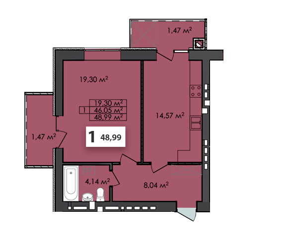1-кімнатна 48.99 м² в ЖК Сусіди від 18 000 грн/м², м. Винники