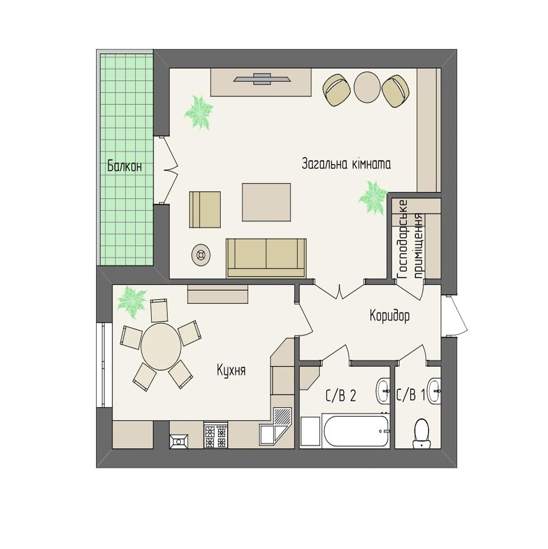 1-комнатная 58.52 м² в ЖК Краковский от 30 750 грн/м², Львов