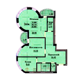 2-комнатная 68.8 м² в ЖК на вул. Роксолани, 16 от 20 350 грн/м², г. Трускавец