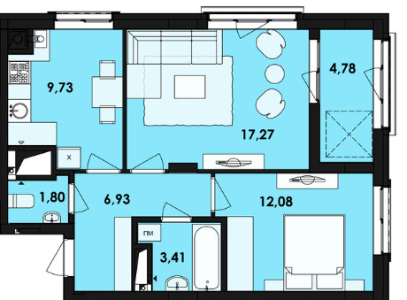 2-кімнатна 56 м² в ЖК Семицвіт від 26 200 грн/м², Львів