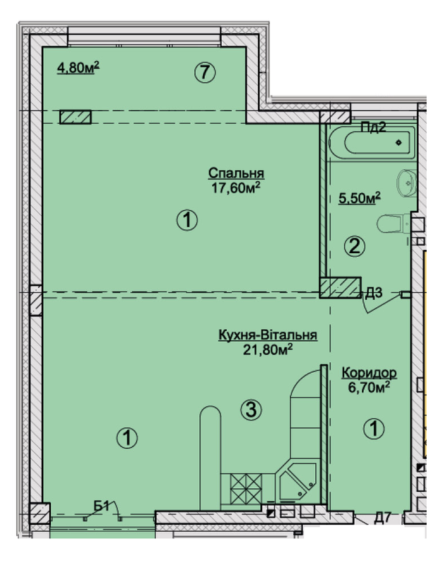 1-кімнатна 59 м² в КБ Rezydencja Zalizna Voda від 50 300 грн/м², Львів