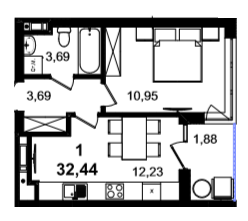 1-кімнатна 32.44 м² в ЖК BARCELONA від 35 600 грн/м², Львів