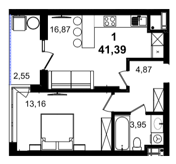 1-кімнатна 41.39 м² в ЖК BARCELONA від 35 400 грн/м², Львів