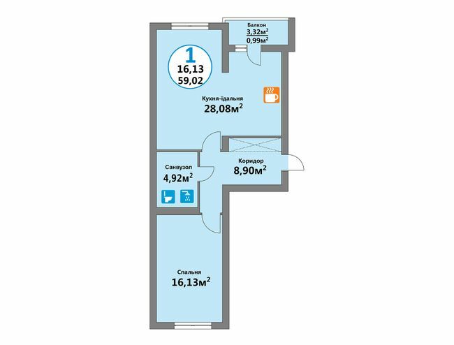 1-комнатная 59.02 м² в ЖК Еко-дім на Тракті 2 от 13 800 грн/м², с. Лисиничи