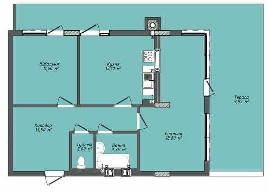 2-кімнатна 72.85 м² в ЖК Комфорт Плюс від 17 800 грн/м², м. Дубляни