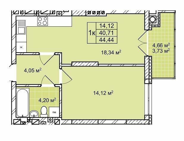 1-кімнатна 44.44 м² в ЖК Софіївка від 24 500 грн/м², Львів