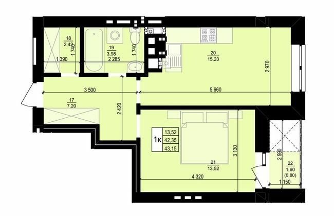 1-кімнатна 43.15 м² в ЖК Святий Антоній від 18 350 грн/м², м. Мостиська