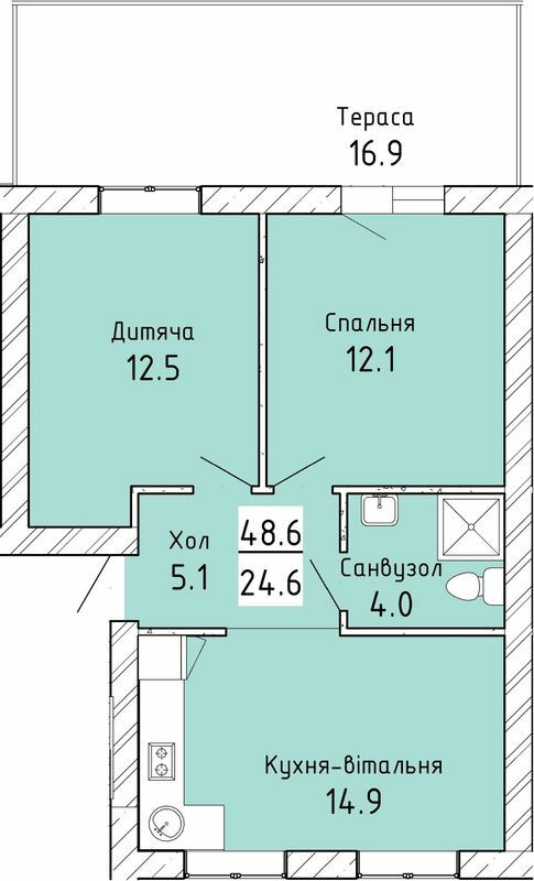 2-кімнатна 48.6 м² в ЖК Lemberg від 10 050 грн/м², с. Ременів