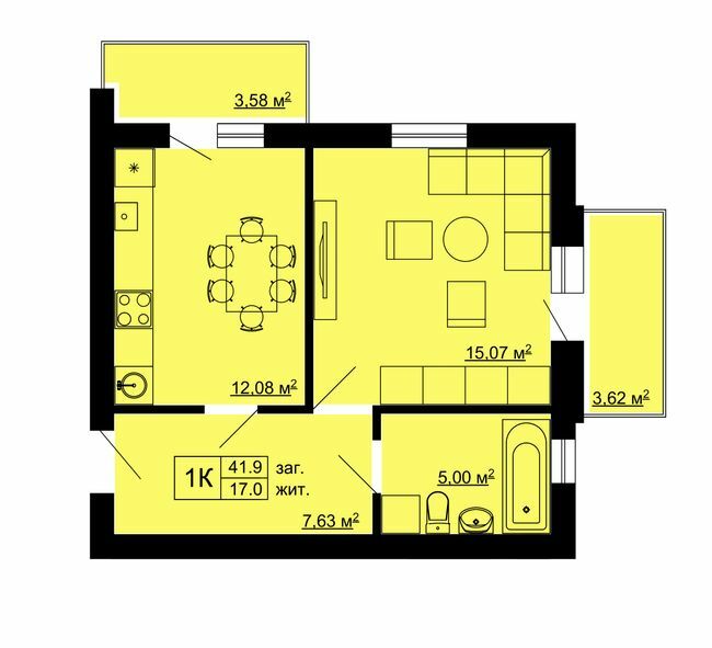 1-кімнатна 41.9 м² в ЖК Південний від 15 000 грн/м², с. Сокільники