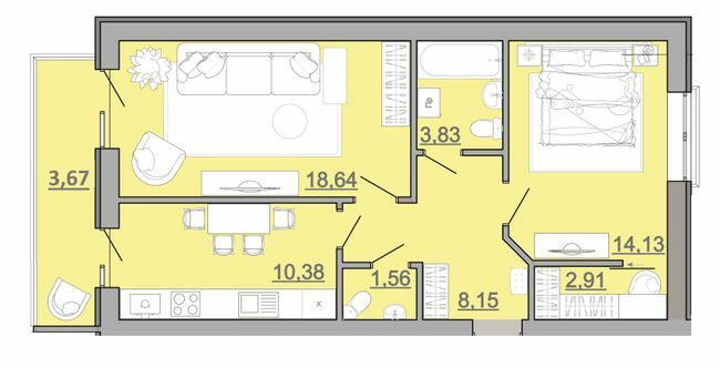 2-кімнатна 63.28 м² в ЖК Місто Комфорту на Лісневицькій від забудовника, м. Пустомити