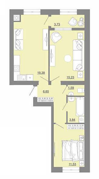 2-кімнатна 61.95 м² в ЖК Проект Парк від 22 600 грн/м², м. Пустомити