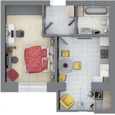 1-комнатная 36.15 м² в ЖК Rubicon City от 18 600 грн/м², г. Винники