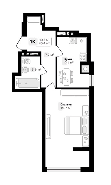 1-кімнатна 40.4 м² в ЖК Auroom City від 19 000 грн/м², Львів