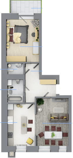 2-комнатная 59.2 м² в ЖК Rubicon City от застройщика, г. Винники