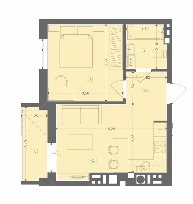 1-кімнатна 37.93 м² в ЖК Етно Дім від 13 900 грн/м², с. Горішній