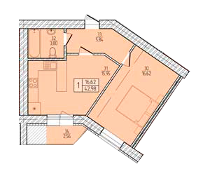 1-кімнатна 42.98 м² в ЖК Злагода від 16 100 грн/м², м. Винники