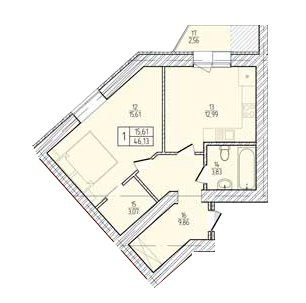 1-комнатная 46.13 м² в ЖК Злагода от 16 100 грн/м², г. Винники