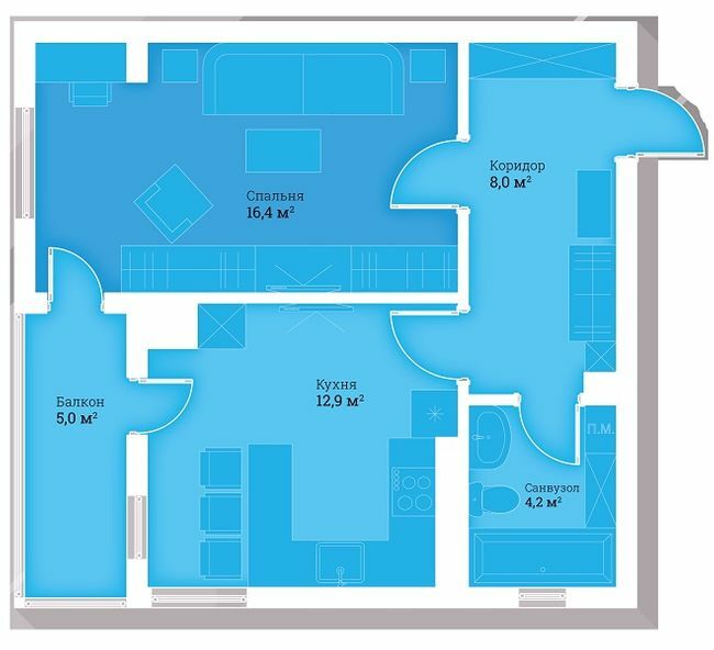 1-кімнатна 46.5 м² в ЖК Headwell від 22 600 грн/м², м. Трускавець