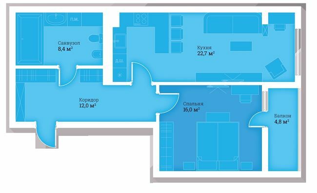 1-комнатная 63.9 м² в ЖК Headwell от 22 600 грн/м², г. Трускавец