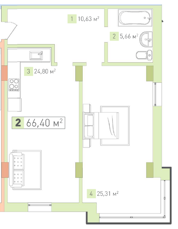 2-кімнатна 66.4 м² в ЖК Срібний Дім Бізнес від 20 900 грн/м², м. Трускавець